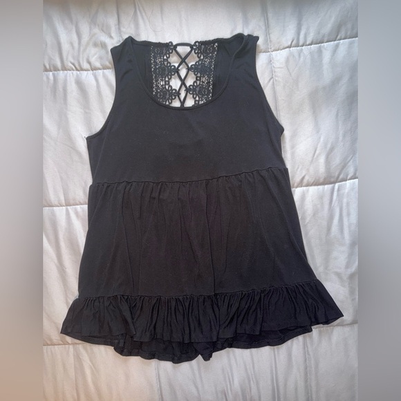 Cato Tops - Cato Black Lace Back Tank Top Size Large